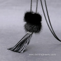 Korea Style Tassle Fur Ball Long Sweater Chain Necklace